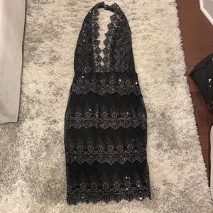 Black sequins midi dress